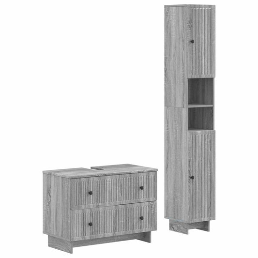 2 Piece Bathroom Cabinet Set EDE Grey Sonoma Engineered Wood