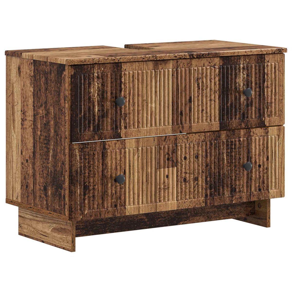 2 Piece Bathroom Cabinet Set EDE Old Wood Engineered Wood
