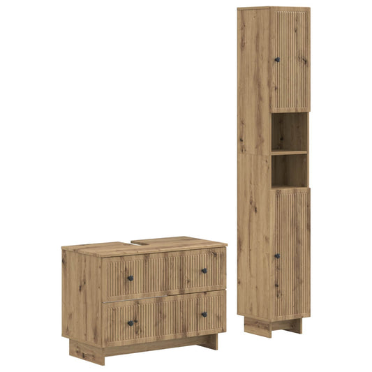 2 Piece Bathroom Cabinet Set EDE Artisan Oak Engineered Wood