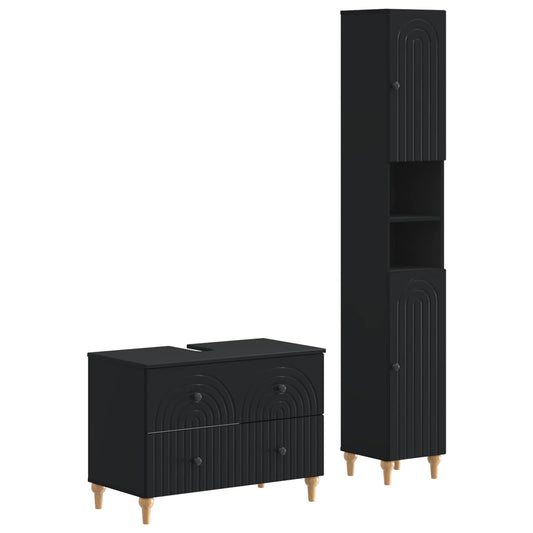 2 Piece Bathroom Cabinet Set ALKMAAR Black Engineered Wood