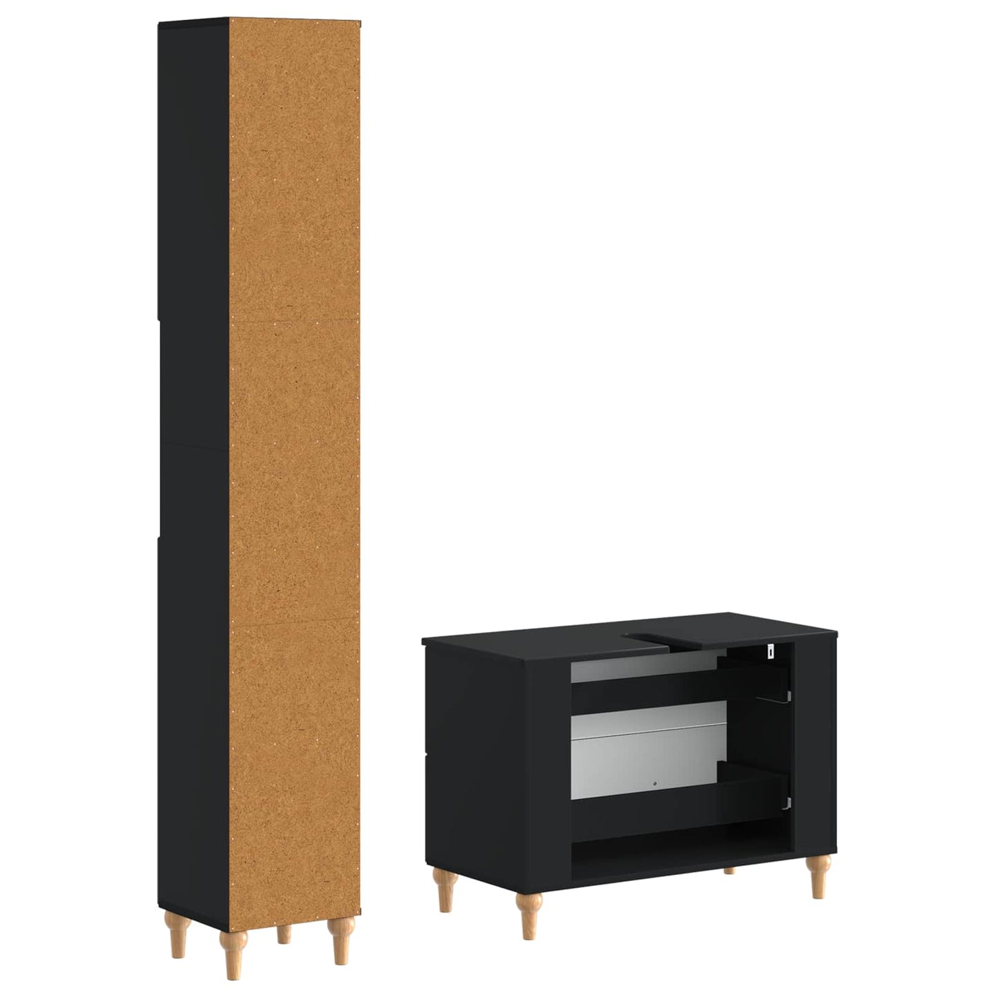 2 Piece Bathroom Cabinet Set ALKMAAR Black Engineered Wood