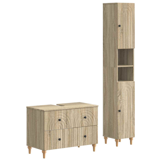2 Piece Bathroom Cabinet Set ALKMAAR Sonoma Oak Engineered Wood