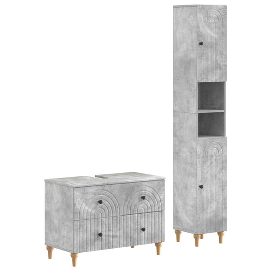 2 Piece Bathroom Cabinet Set ALKMAAR Concrete Grey