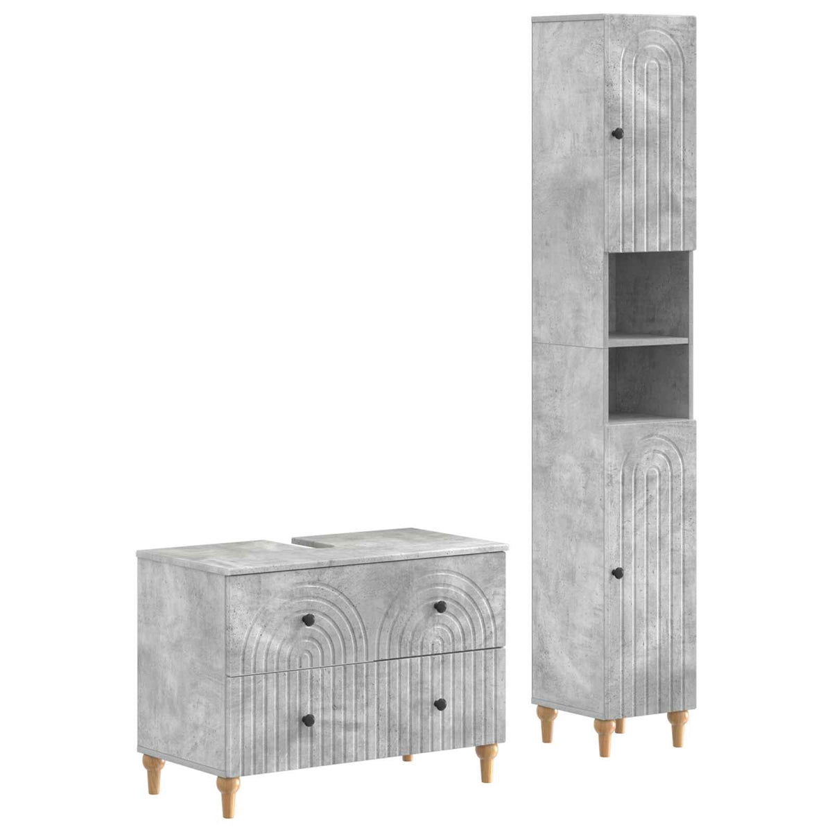 2 Piece Bathroom Cabinet Set ALKMAAR Concrete Grey