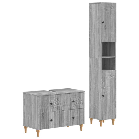 2 Piece Bathroom Cabinet Set ALKMAAR Grey Sonoma