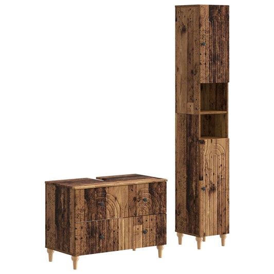 2 Piece Bathroom Cabinet Set ALKMAAR Old Wood Engineered Wood