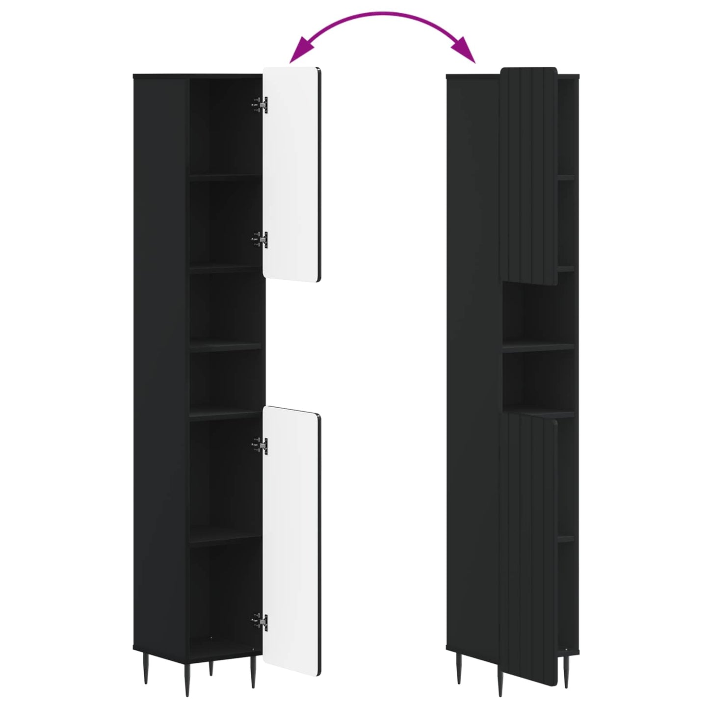 2 Piece Bathroom Cabinet Set ZWOLLE Black Engineered Wood
