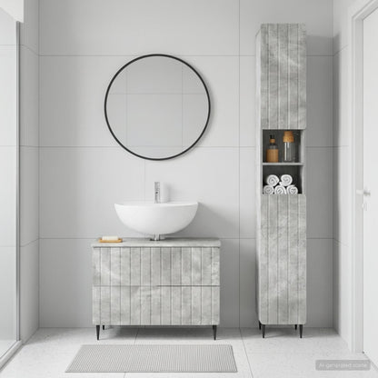 2 Piece Bathroom Cabinet Set ZWOLLE Concrete Grey