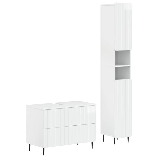 2 Piece Bathroom Cabinet Set ZWOLLE High Gloss White