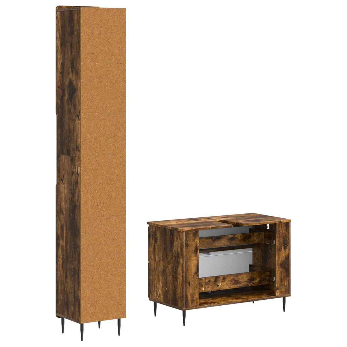 2 Piece Bathroom Cabinet Set ZWOLLE Smoked Oak Engineered Wood
