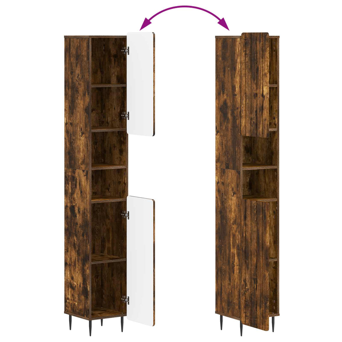 2 Piece Bathroom Cabinet Set ZWOLLE Smoked Oak Engineered Wood