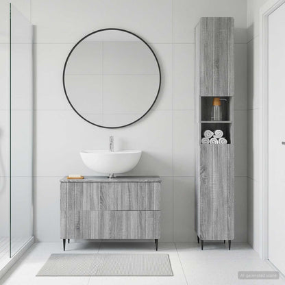 2 Piece Bathroom Cabinet Set ZWOLLE Grey Sonoma Engineered Wood