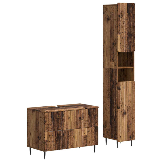 2 Piece Bathroom Cabinet Set ZWOLLE Old Wood Engineered Wood