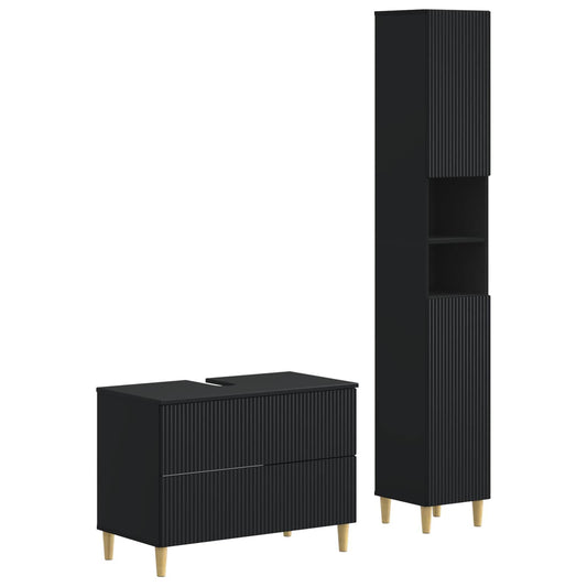 2 Piece Bathroom Cabinet Set ARNHEM Black Engineered Wood