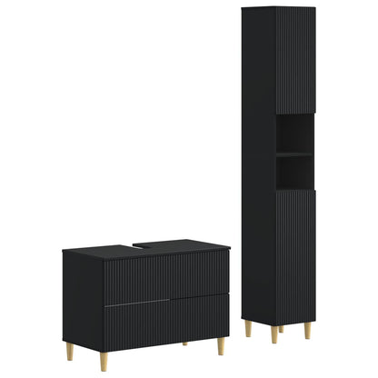 2 Piece Bathroom Cabinet Set ARNHEM Black Engineered Wood