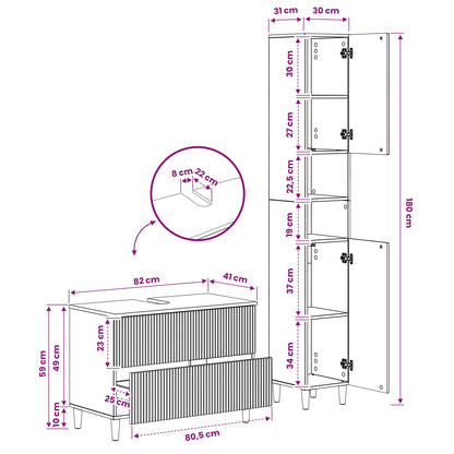 2 Piece Bathroom Cabinet Set ARNHEM High Gloss White
