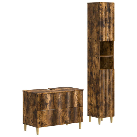 2 Piece Bathroom Cabinet Set ARNHEM Smoked Oak Engineered Wood
