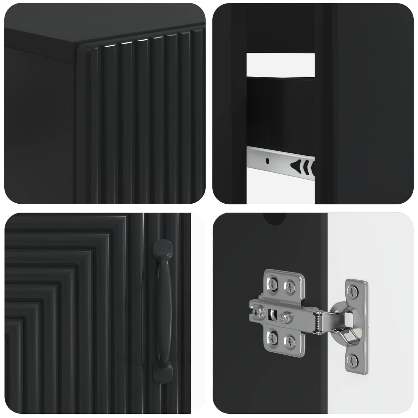 2 Piece Bathroom Cabinet Set HAARLEM Black Engineered Wood