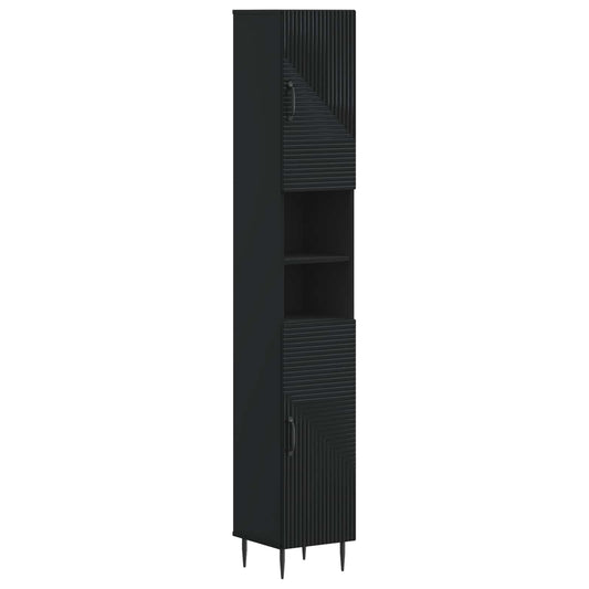 2 Piece Bathroom Cabinet Set HAARLEM Black Engineered Wood