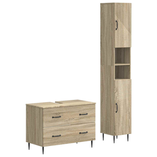 2 Piece Bathroom Cabinet Set HAARLEM Sonoma Oak Engineered Wood