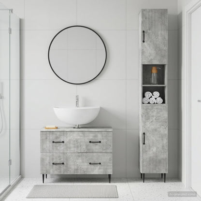 2 Piece Bathroom Cabinet Set HAARLEM Concrete Grey
