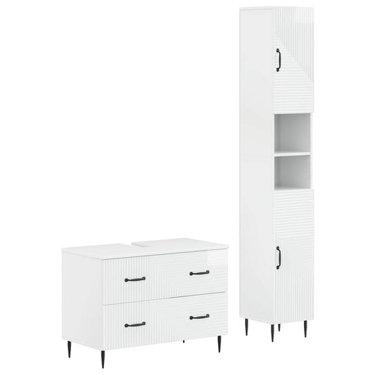 2 Piece Bathroom Cabinet Set HAARLEM High Gloss White