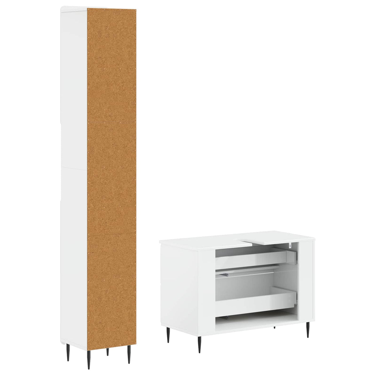 2 Piece Bathroom Cabinet Set HAARLEM High Gloss White