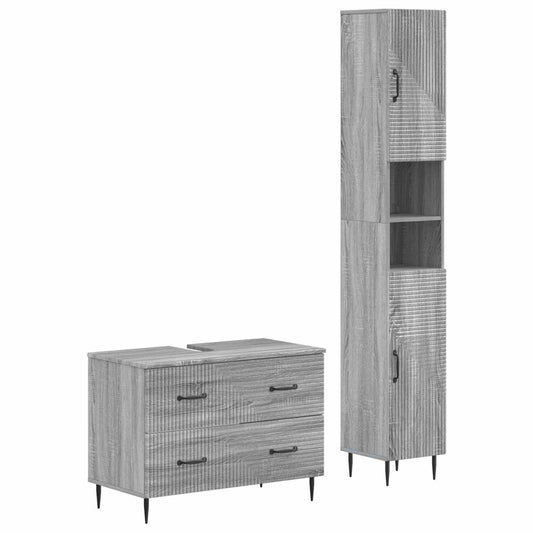 2 Piece Bathroom Cabinet Set HAARLEM Grey Sonoma