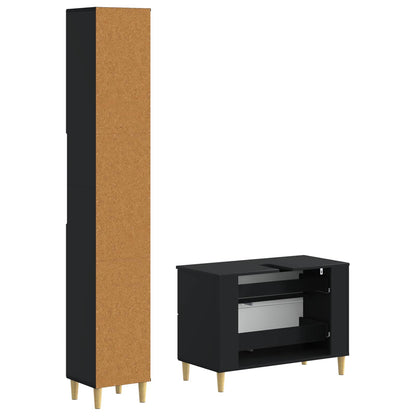 2 Piece Bathroom Cabinet Set DELFT Black Engineered Wood