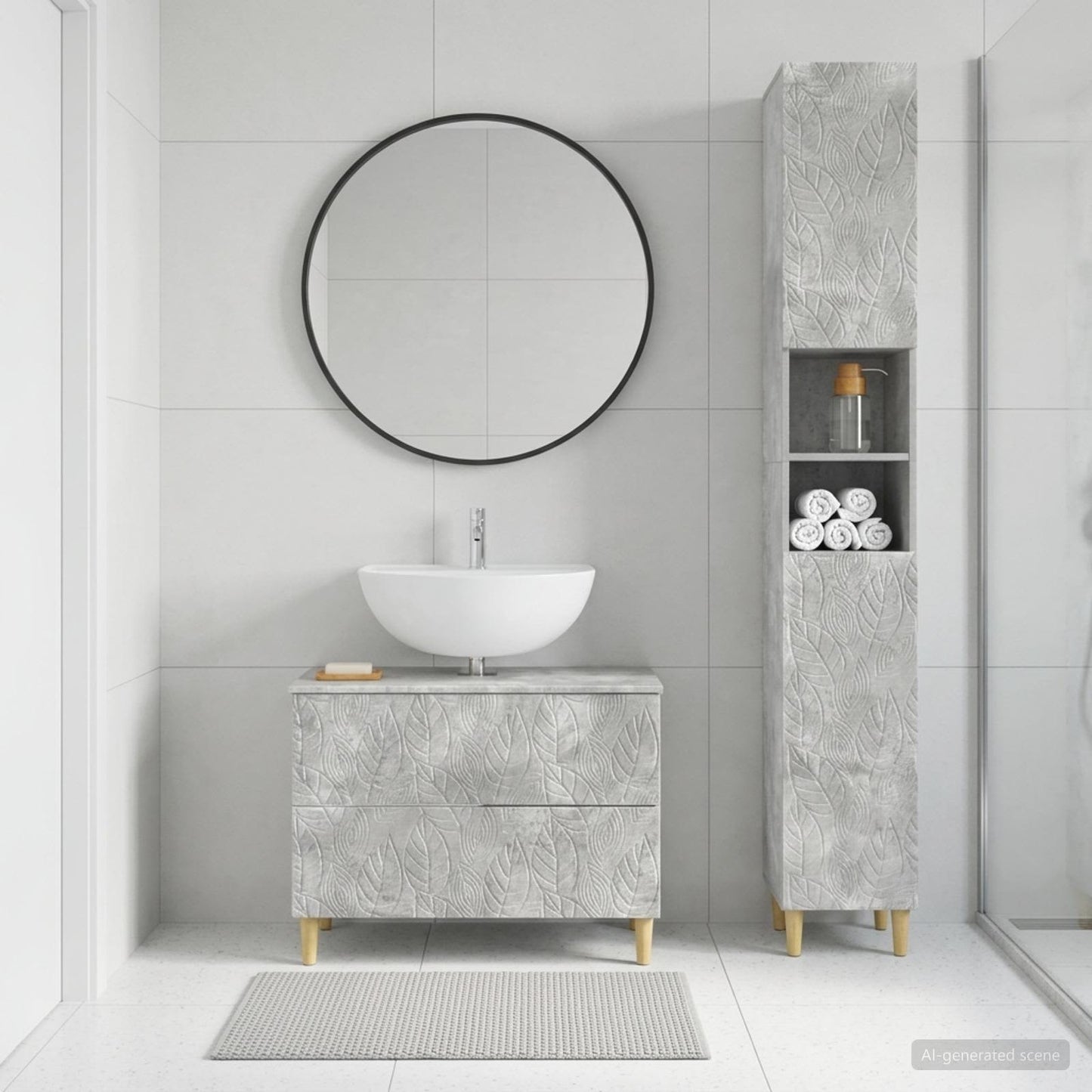 2 Piece Bathroom Cabinet Set DELFT Concrete Grey