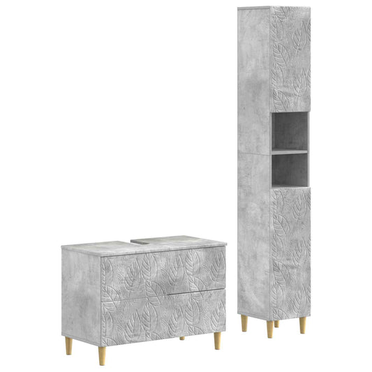 2 Piece Bathroom Cabinet Set DELFT Concrete Grey
