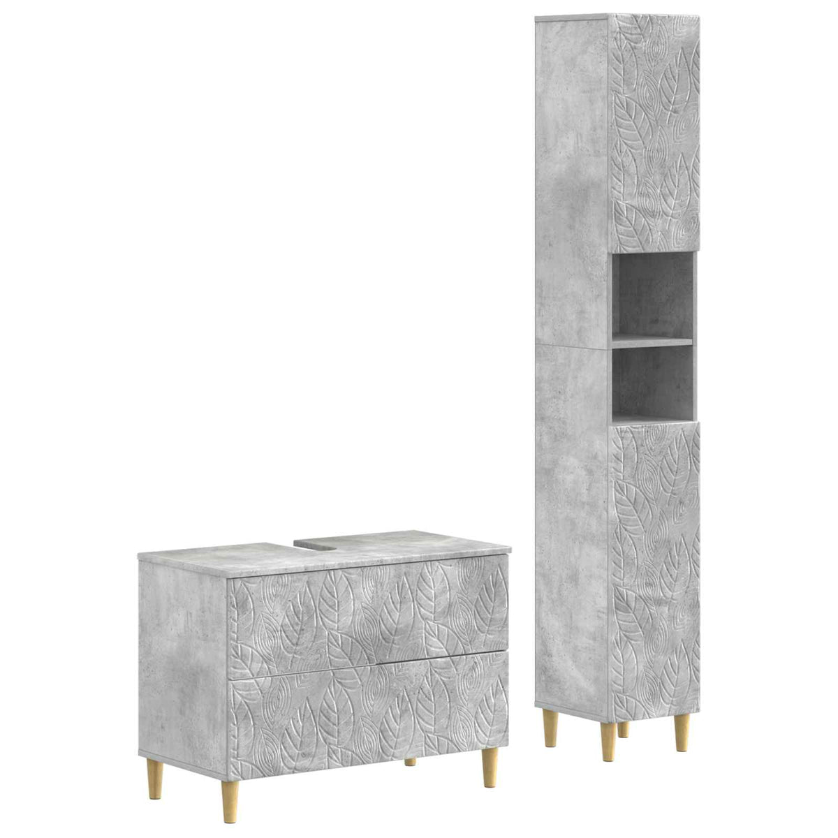 2 Piece Bathroom Cabinet Set DELFT Concrete Grey