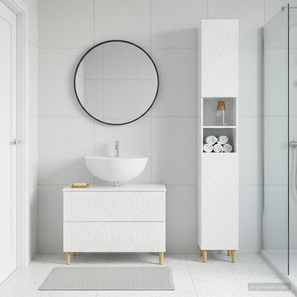 2 Piece Bathroom Cabinet Set DELFT High Gloss White