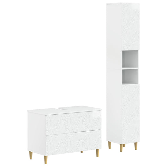 2 Piece Bathroom Cabinet Set DELFT High Gloss White