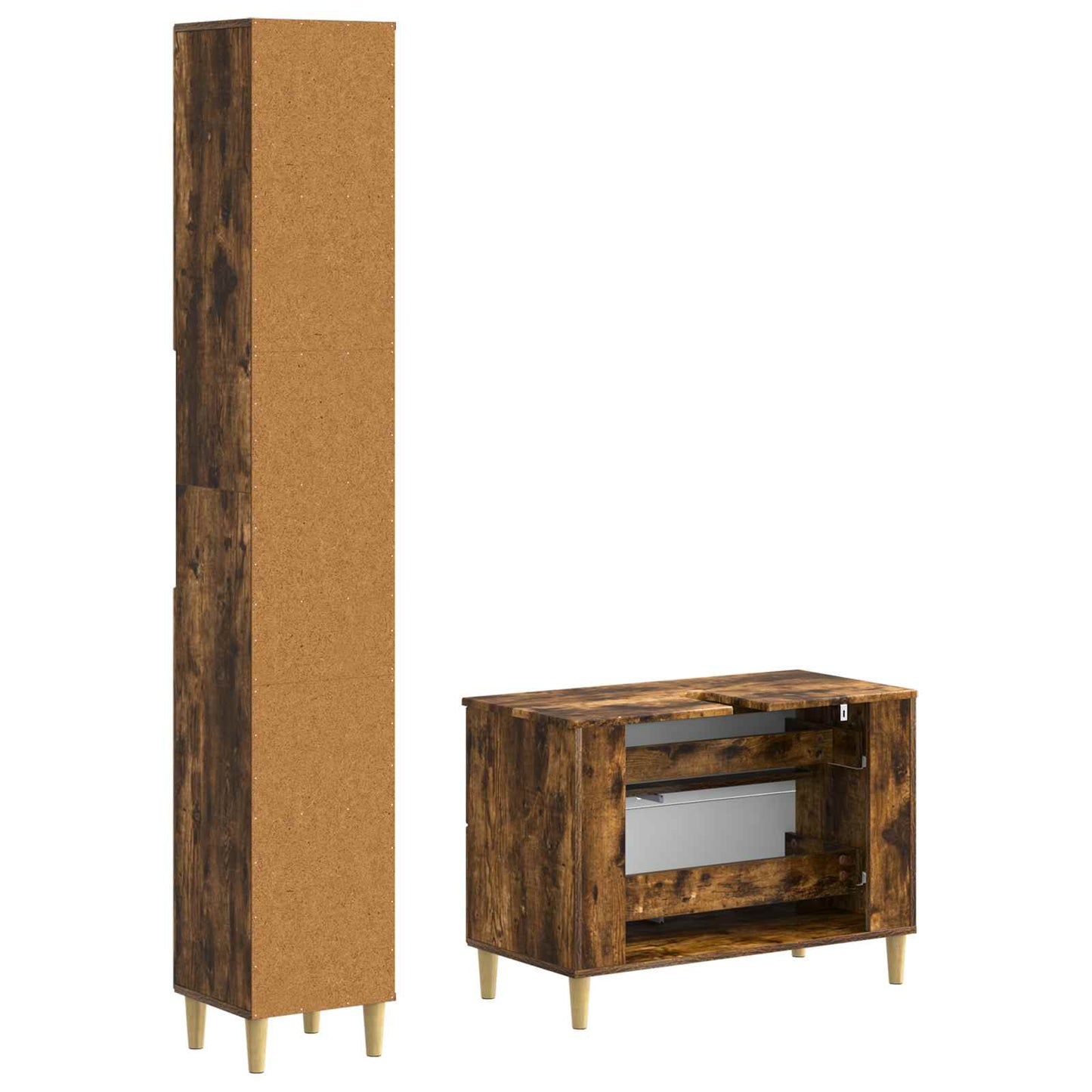 2 Piece Bathroom Cabinet Set DELFT Smoked Oak Engineered Wood