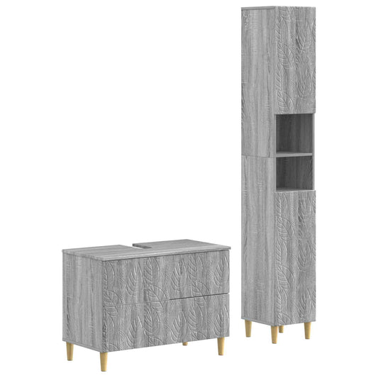 2 Piece Bathroom Cabinet Set DELFT Grey Sonoma Engineered Wood