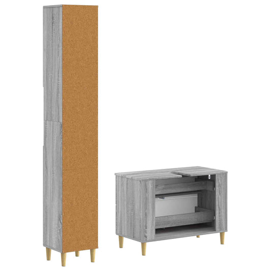 2 Piece Bathroom Cabinet Set DELFT Grey Sonoma Engineered Wood