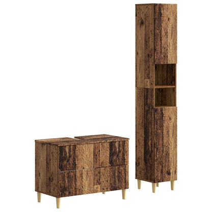2 Piece Bathroom Cabinet Set DELFT Old Wood Engineered Wood