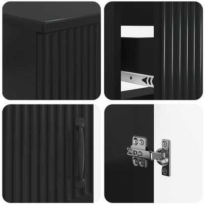 2 Piece Bathroom Cabinet Set HOORN Black Engineered Wood