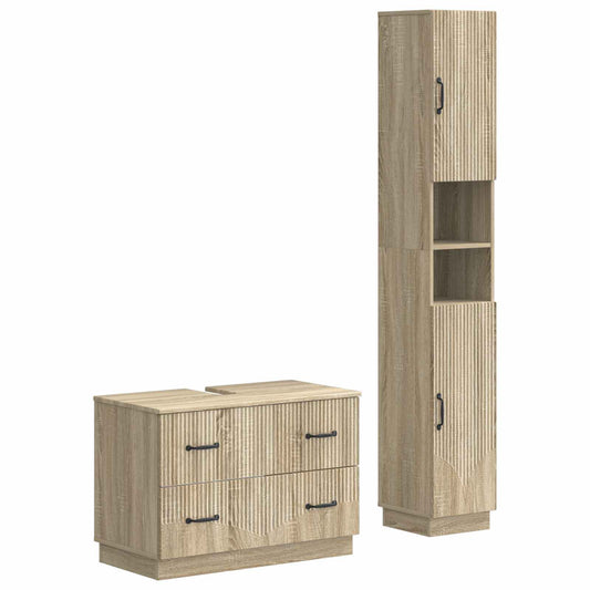 2 Piece Bathroom Cabinet Set HOORN Sonoma Oak Engineered Wood