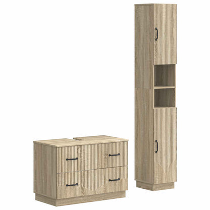 2 Piece Bathroom Cabinet Set HOORN Sonoma Oak Engineered Wood