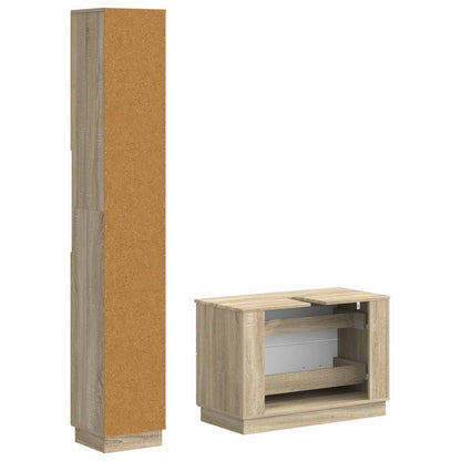 2 Piece Bathroom Cabinet Set HOORN Sonoma Oak Engineered Wood