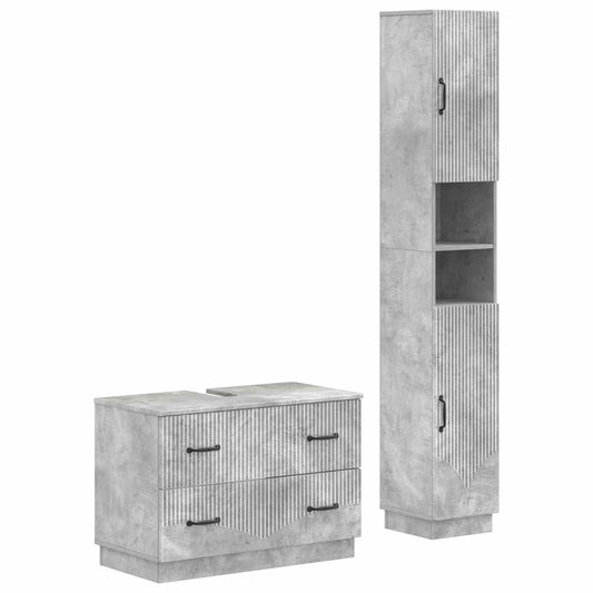 2 Piece Bathroom Cabinet Set HOORN Concrete Grey