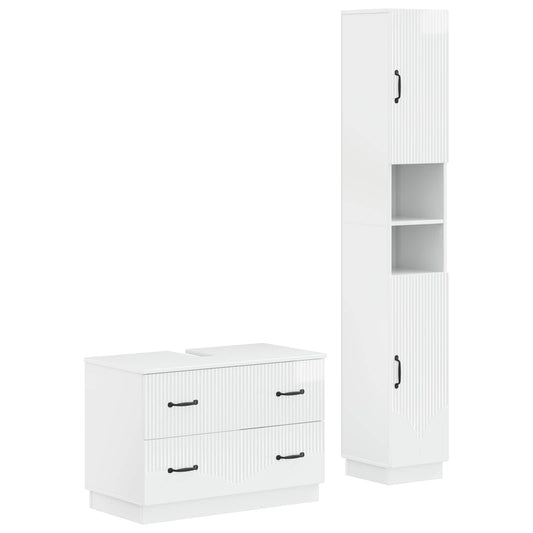 2 Piece Bathroom Cabinet Set HOORN High Gloss White