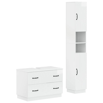 2 Piece Bathroom Cabinet Set HOORN High Gloss White