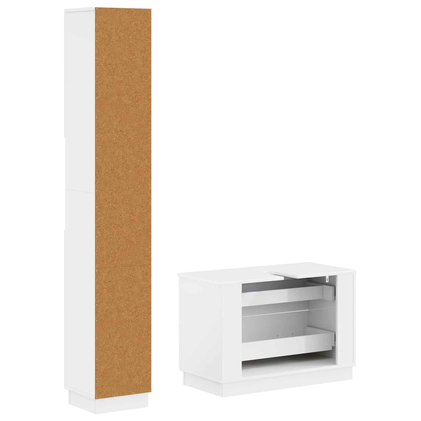 2 Piece Bathroom Cabinet Set HOORN High Gloss White
