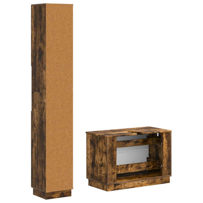 2 Piece Bathroom Cabinet Set HOORN Smoked Oak Engineered Wood