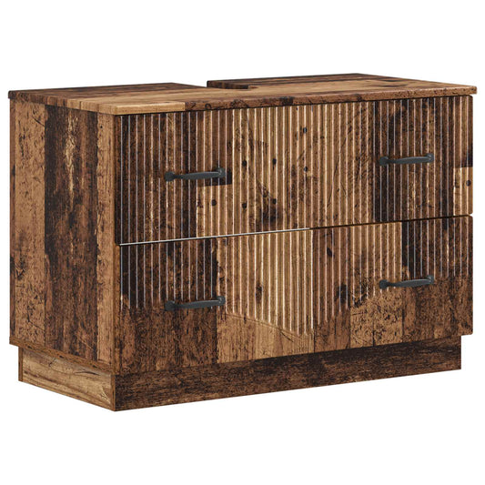2 Piece Bathroom Cabinet Set HOORN Old Wood Engineered Wood