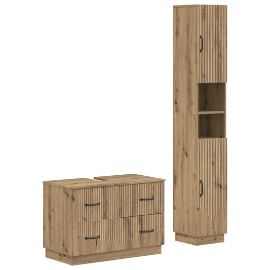 2 Piece Bathroom Cabinet Set HOORN Artisan Oak Engineered Wood