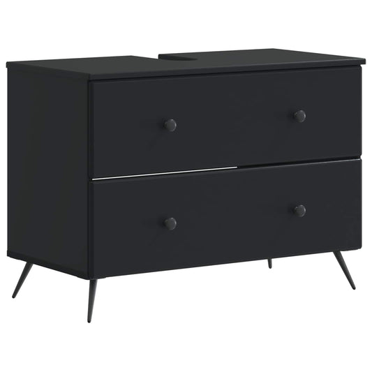 2 Piece Bathroom Cabinet Set BREDA Black Engineered Wood